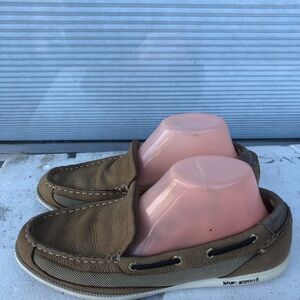 Margarittaville Women's Brown Leather Slip On Boat Shoes Size 8.5